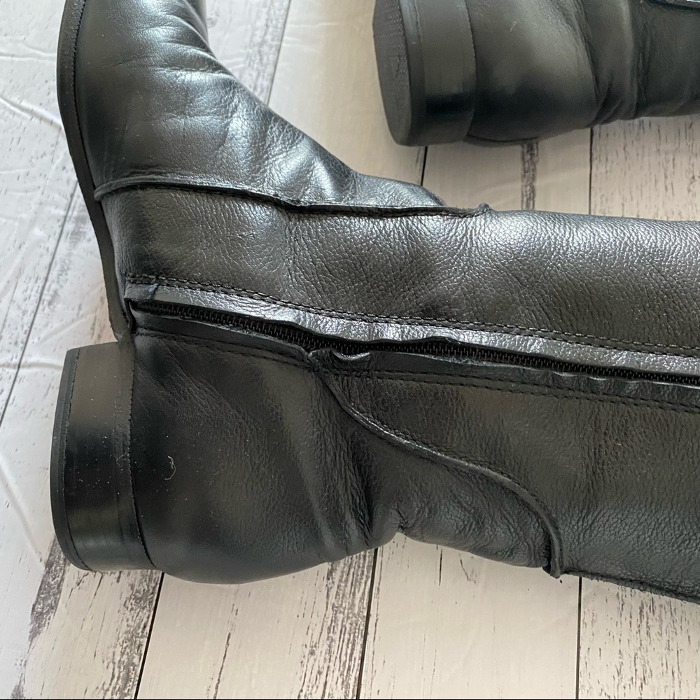 Diane Von Furstenberg | Black Leather Tall Boots - Picture 4 of 10